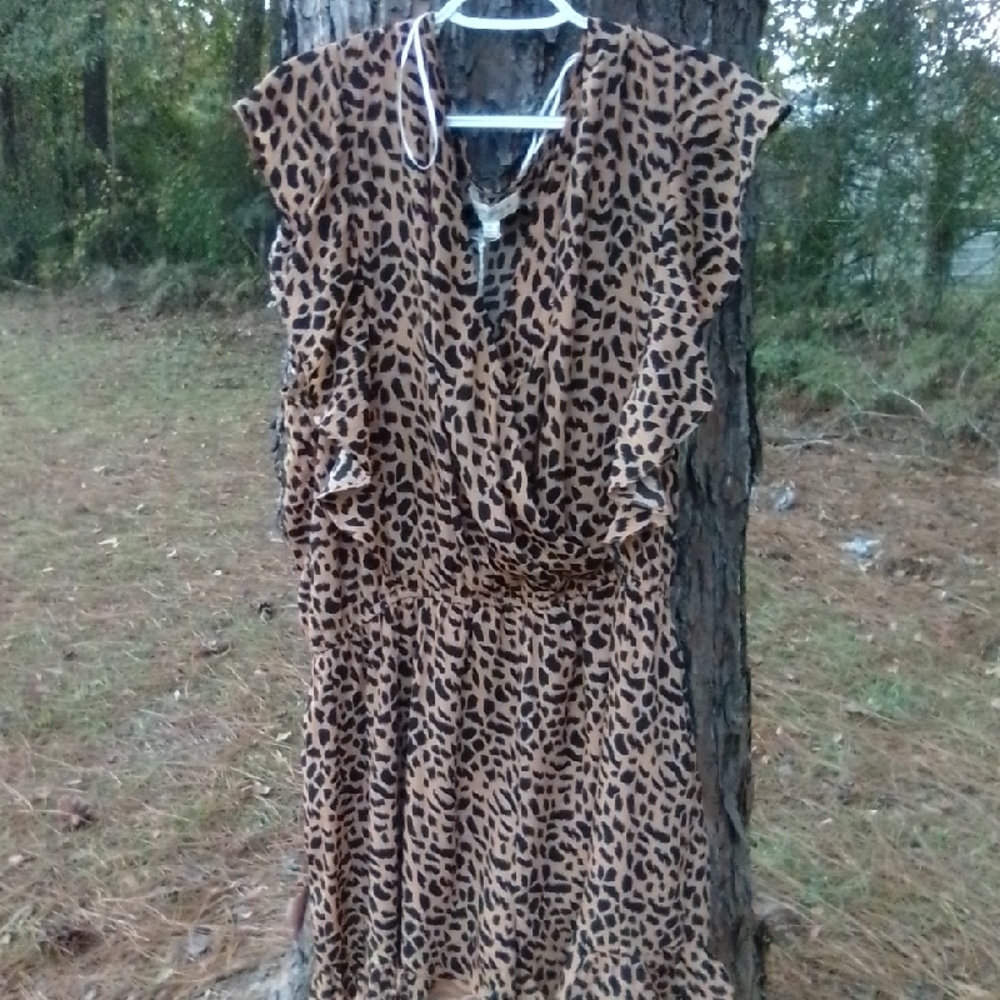 Umgee Brown and Black Animal Print Dress
